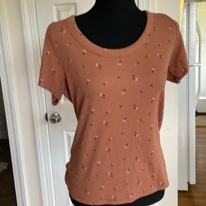 Old Navy XL terra cotta color rib knit scoop neck tee